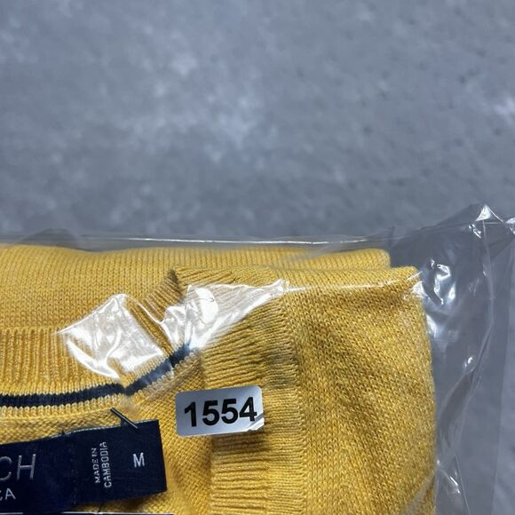 Nautica Sweater Mens Medium Yellow Lightweight Navtech Jersey V-Neck Sweater NWT - Picture 11 of 11